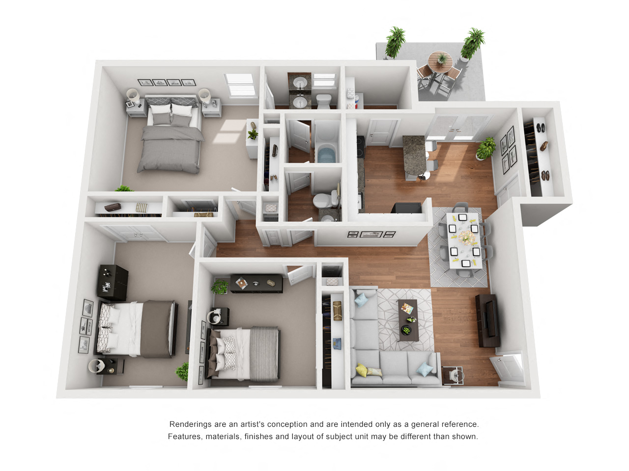 Floor plan for 3 beds, 1.5 baths, 1200 sqft
